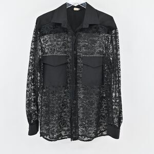 Vintage Lace Top Womens Sz L‎ Punk Edgy Goth Emo Rhinestone Whimsigoth Wednesday